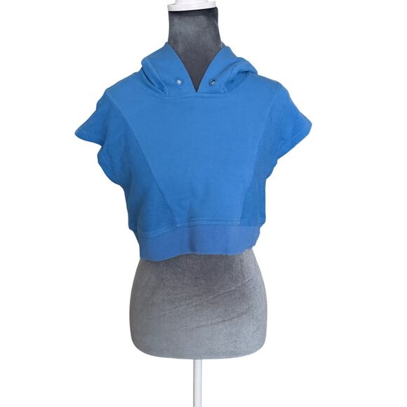 Hervé By Hervé Léger Blue Sleeveless Cropped Hoodie S - Picture 2 of 7